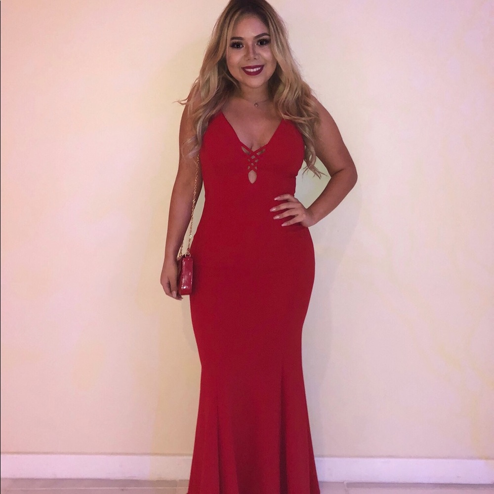 Red gown prom dress